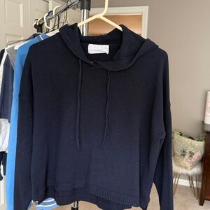 Dark Blue Women's hooded cropped Sweater
